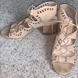 BP tan/nude open-toed sandal wedges